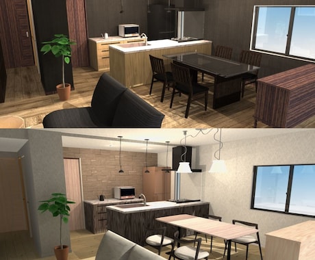 一級建築士が内装検討用の３DCGパースを制作します ～納得のいく家づくりを～複数パターン検討可能 イメージ1