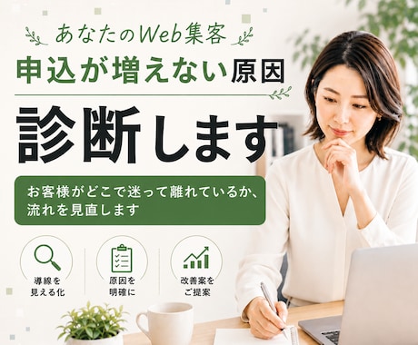 チラシ・ウェブから申込が来ない原因を改善提案します 「作ったのに反応がない」その原因、一緒に整理します。 イメージ1