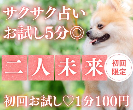お試し♡サクッと5分！これからの二人未来を占います 【4月末まで♡初回限定】1分200円→100円｜二人の未来 イメージ1