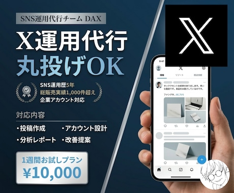 X（旧Twitter）を1週間運用代行します 各SNSに強い総販売1000件超の運用チーム イメージ1