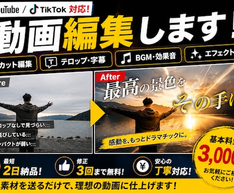 YouTube・TikTok動画編集しますます 短納期・低価格で丁寧に対応します イメージ1