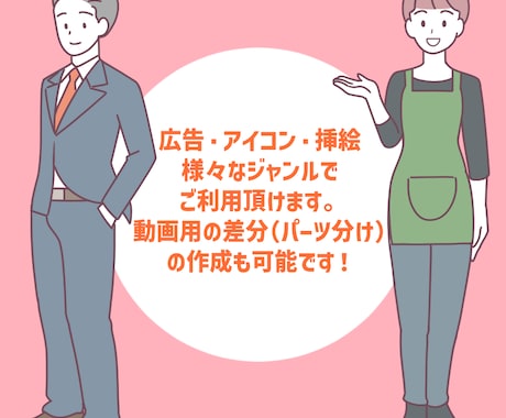動画広告にも！シンプルなイラスト制作します アイコン、広告、挿絵などにご利用に！ イメージ2
