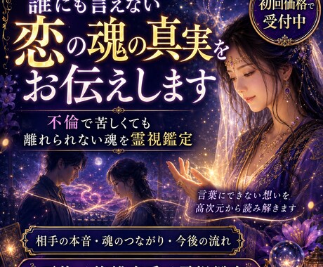 誰にも言えない恋の魂の真実をお伝えします 不倫で苦しくても離れられない魂を霊視鑑定致します イメージ1