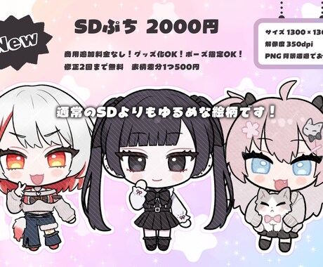 デフォルメぷちイラスト ❀ 制作いたします ✿ SDぷちはこちらで受付しております  ✿ イメージ2