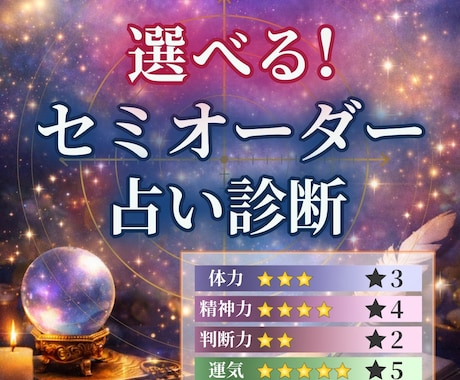 運勢を5段階で診断｜恋愛・仕事・運気など分析します 4つの項目の人生MP（魔力パラメーター）をタロットで数値化！ イメージ1