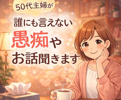 50代主婦が誰にも言えない愚痴聞きます 誰にも言えない愚痴やお話、やさしく聞きます イメージ1