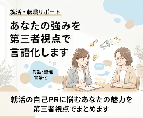 あなたの強みを第三者視点で言語化します 就活の自己PRに悩むあなたの魅力を第三者視点でまとめます イメージ1