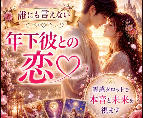 誰にも言えない…年下彼との恋♡年齢差の本音を視ます 彼の想い・魂の繋がり・接近のきっかけを霊感タロットが伝えます イメージ1