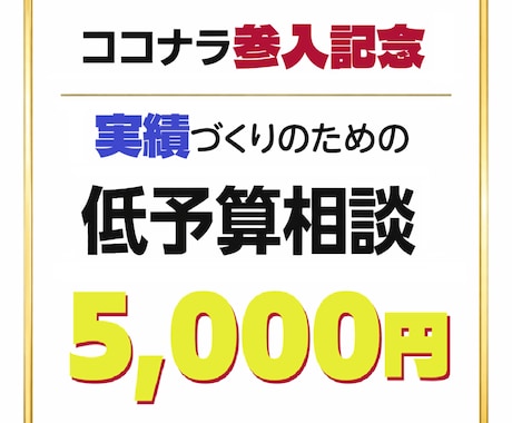 実績づくりのための低予算相談を承ります ココナラ参入記念！初回限定5,000円の相談プラン イメージ1