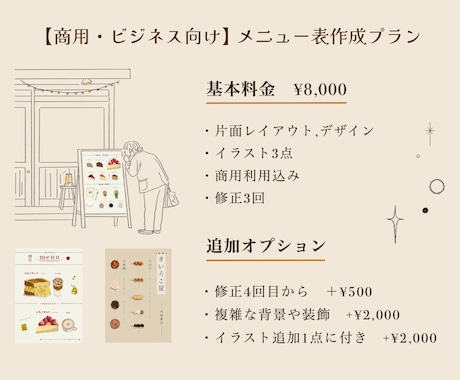 温かみのあるフードイラスト入りメニュー表描きます お店の個性を引き出す＊イラスト入りお洒落なメニュー表作ります イメージ1