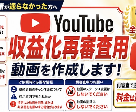 YouTube収益化再審査用の動画を作成します YouTube収益化再審査サポート/再審査用動画を作成します イメージ1