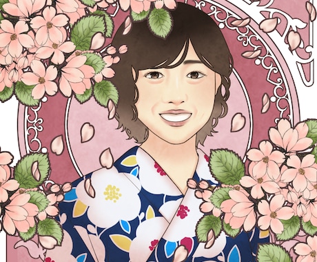 お写真からミュシャ風似顔絵成作します ミュシャ風の似顔絵を成作！SNSアイコンやお祝いに♪ イメージ2