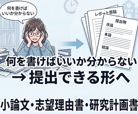 小論文・志望理由書・研究計画書等のお手伝いをします 「何を書けばいいか分からない」段階から対応 イメージ1