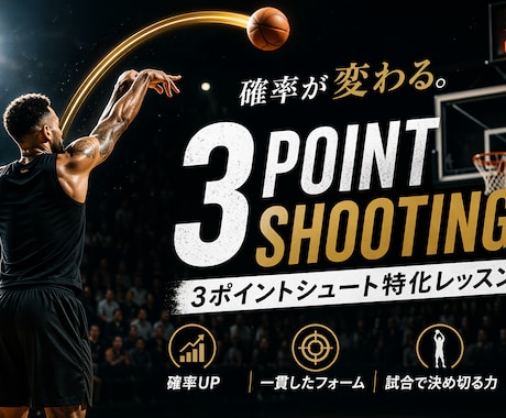 試合中における3Pシュートの成功確率を上げます 【様々な要素を多方面からアプローチします】 イメージ1