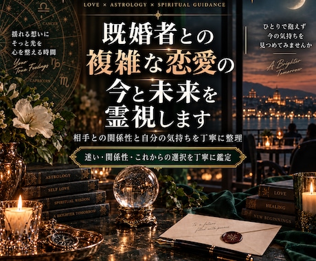 既婚者との複雑な恋愛の今と未来を霊視します 相手との関係性と自分の気持ちを丁寧に整理 イメージ1