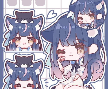 ミニキャラ・スタンプバッジ作成します 小物スタンプから背景付きミニキャラまで幅広く対応いたします！ イメージ1