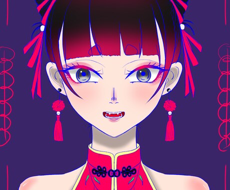 SNSのアイコン/ヘッダー等お描きします 黒とピンクを使ったちょっとダークな雰囲気が得意です。 イメージ2