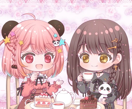 キラキラ可愛いミニキャラ描きます あなたのキャラをキラキラな可愛いミニキャラで描きます イメージ2