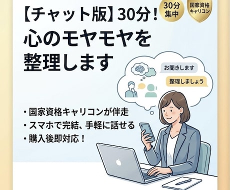 キャリアコンサルタントが30分壁打ちします 購入後即対応！30分お話をお聞きし、モヤモヤを整理します イメージ1