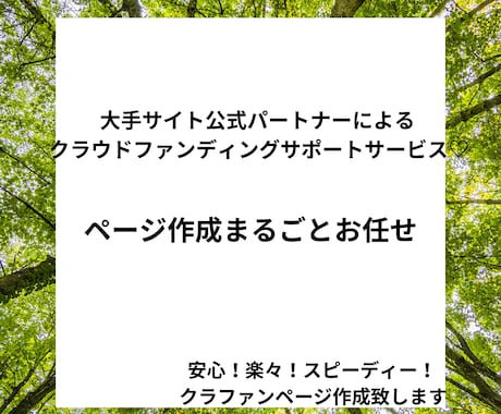 初めてのクラウドファンディング！ページ作成します 安心、楽々のお任せプラン。ページ作成お任せください。 イメージ1