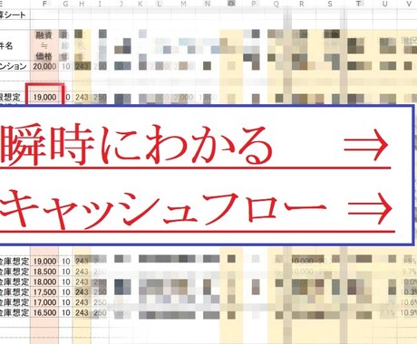 不動産投資、物件取得時のエクセルお送りします 収益不動産購入の際、キャッシュフローの計算を即座にできる イメージ1