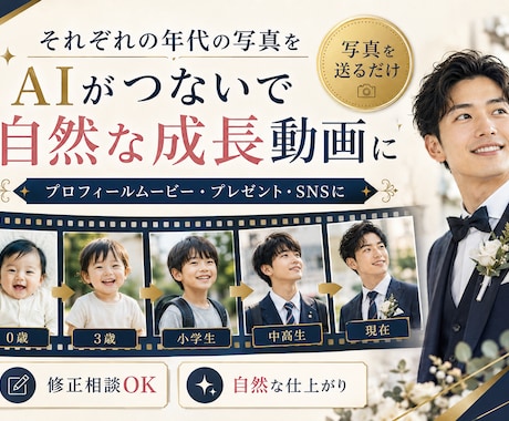写真が動いて成長！結婚式プロフィール動画を作ります