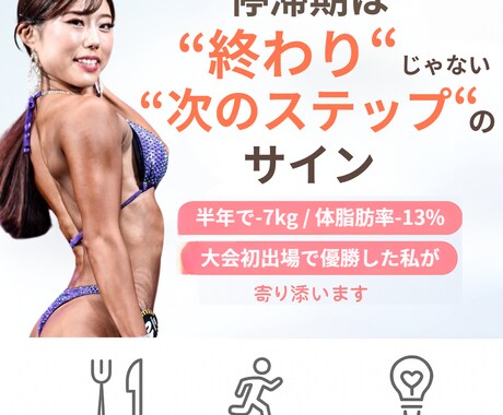 停滞期突破！大会優勝者が食事改善伴走サポートします 挫折しやすい停滞期を一緒に乗り越え イメージ1