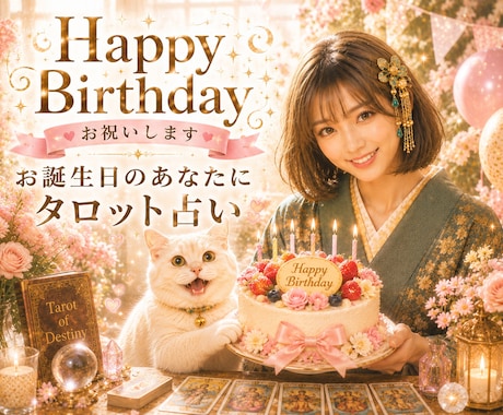 今夜は特別な日♡あなたのお誕生日をお祝いします お誕生日に幸運を引き寄せるタロット占い イメージ1