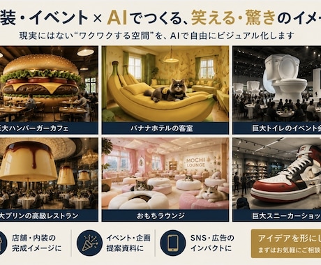 店舗・ホテル・内装などをAI画像にて制作します 店舗・SNS・企画のイメージをAIでビジュアル化 イメージ1