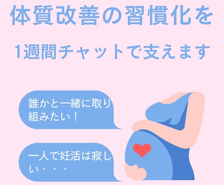 孤独な妊活に伴走！体質改善を楽しく習慣化します 最低1日1通のチャットを通して、習慣作りを伴走します。 イメージ1