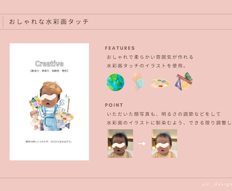 選び取りカード(男女両方向け)顔写真入りで作ります 1歳のお誕生日記念に・はがきサイズ・印刷オプションあり イメージ2