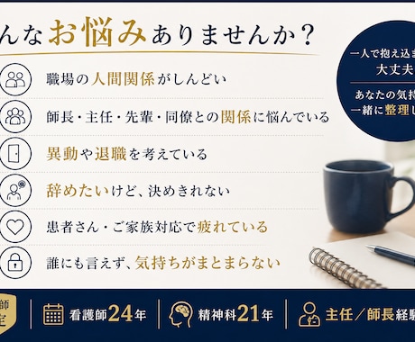 看護師の職場がつらい・辞めたい気持ちを整理します 看護師24年｜職場の悩みを48時間チャットで整理します イメージ2