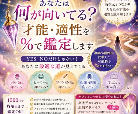 何が向いてる？才能・適性を％で鑑定します 才能・適性・可能性を％でわかりやすく鑑定 イメージ1