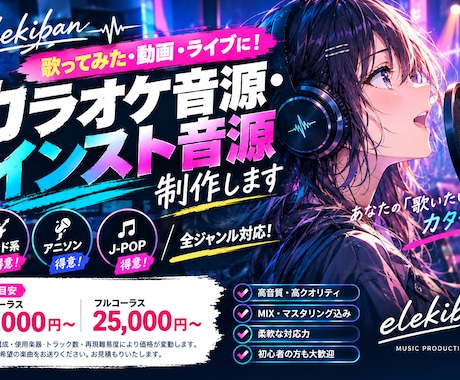 原曲に近いサウンドでカラオケ音源の制作を承ります イメージ1
