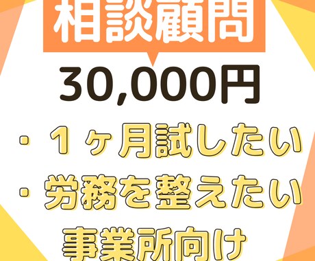 1ヶ月間労務相談顧問としてサポートします 人事労務や社会保険関連の相談相手が欲しい方へ イメージ1