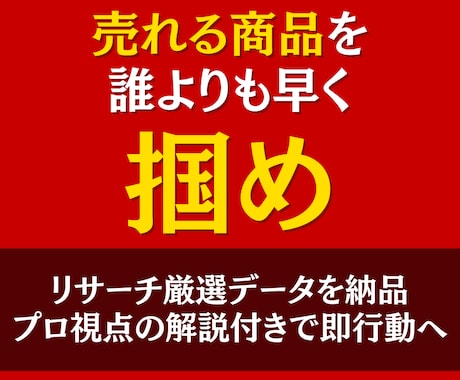 あなたに代わって商品リサーチします 他社より早く動く！リサーチ情報を先取り!※お試し情報あり※ イメージ1