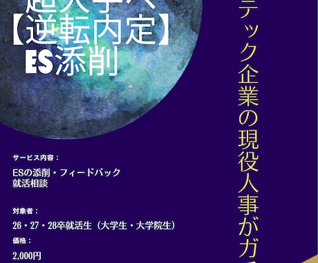 学歴の壁を破った逆転できるESの書き方を教えます 中央大から世界的テック企業の人事に新卒入社の私が徹底サポート イメージ1