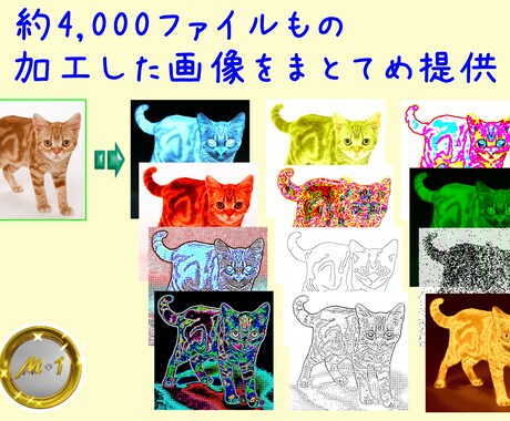 写真やイラスト画像を様々な手法で加工します 画像加工のプロが多数の加工ファイルをまとめて提供します イメージ1