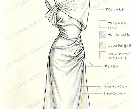 完成済みエレガントドレスのデザイン画を販売します イメージ1