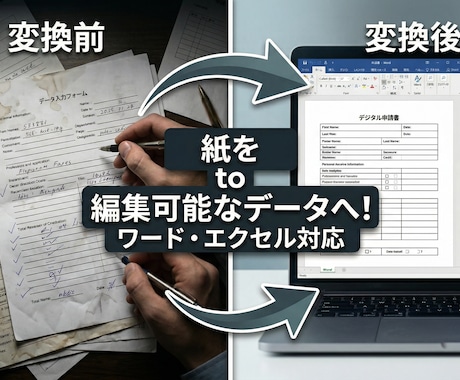 紙資料を編集可能なWordやExcelにします 紙の不便を解消！使いやすい編集可能データへ生まれ変わらせます イメージ1