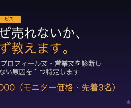なぜ売れないか、必ず教えます LP・営業文を診断して売れない原因を特定。保証無料 イメージ1
