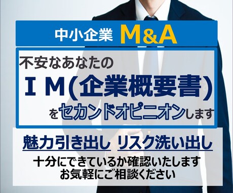 中小MA(事業譲渡含)向けの企業概要書を添削します ～中小M&A資料のプロがIM(概要書)をセカンドオピニオン～ イメージ1