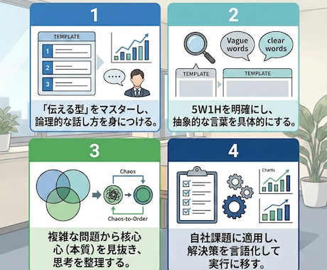 思考の整理を通して、言語化能力が向上します なんとなくの仕事を脱却！全4回の特訓で普遍的なスキルを イメージ2