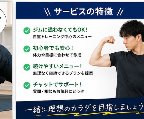 あなたに合った家トレメニューを作成します あなた専用の自宅筋トレメニューを作成 イメージ2