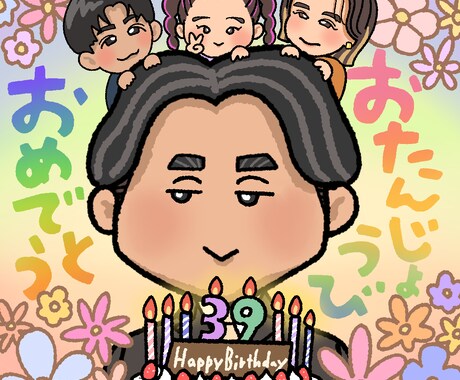 ほどよく似てる！写真から似顔絵描きます 誕生日や家族の大切な思い出を形に｜10名まで対応可能 イメージ2