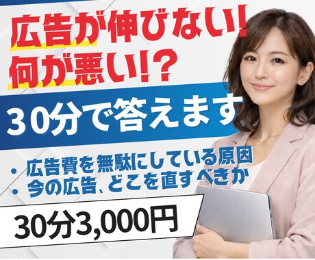 リスティング広告が伸びない理由、30分で回答します 今の広告、どこを直すべきか30分で答えます イメージ1