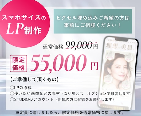 3件限定価格！！広告視点×女性心理でLP制作します 広告運用経験者の視点で、予約導線まで考えたLP！ イメージ2