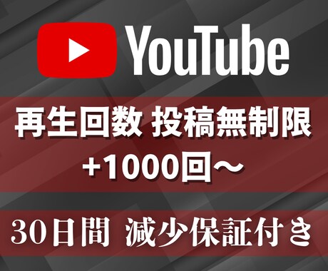 30日間再生回数1000回～増やします 1000回増加★YouTube投稿回数無制限★毎日可★ イメージ2