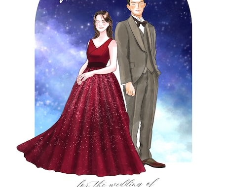 結婚式*多幸感溢れるウェルカムボードをお描きします 結婚式を彩るふんわり柔らかい似顔絵イラスト イメージ2