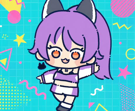 可愛いミニキャラのポップイラスト描きます vtuberアイコングッズ80～90ｓデフォルメイラスト イメージ1